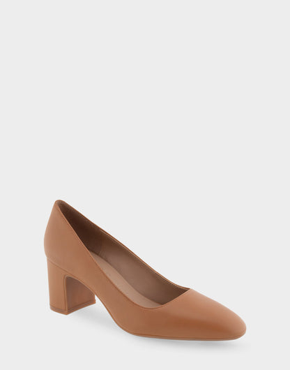 Minetta Tan Leather Mid-Heel Pump | Aerosoles Shoes